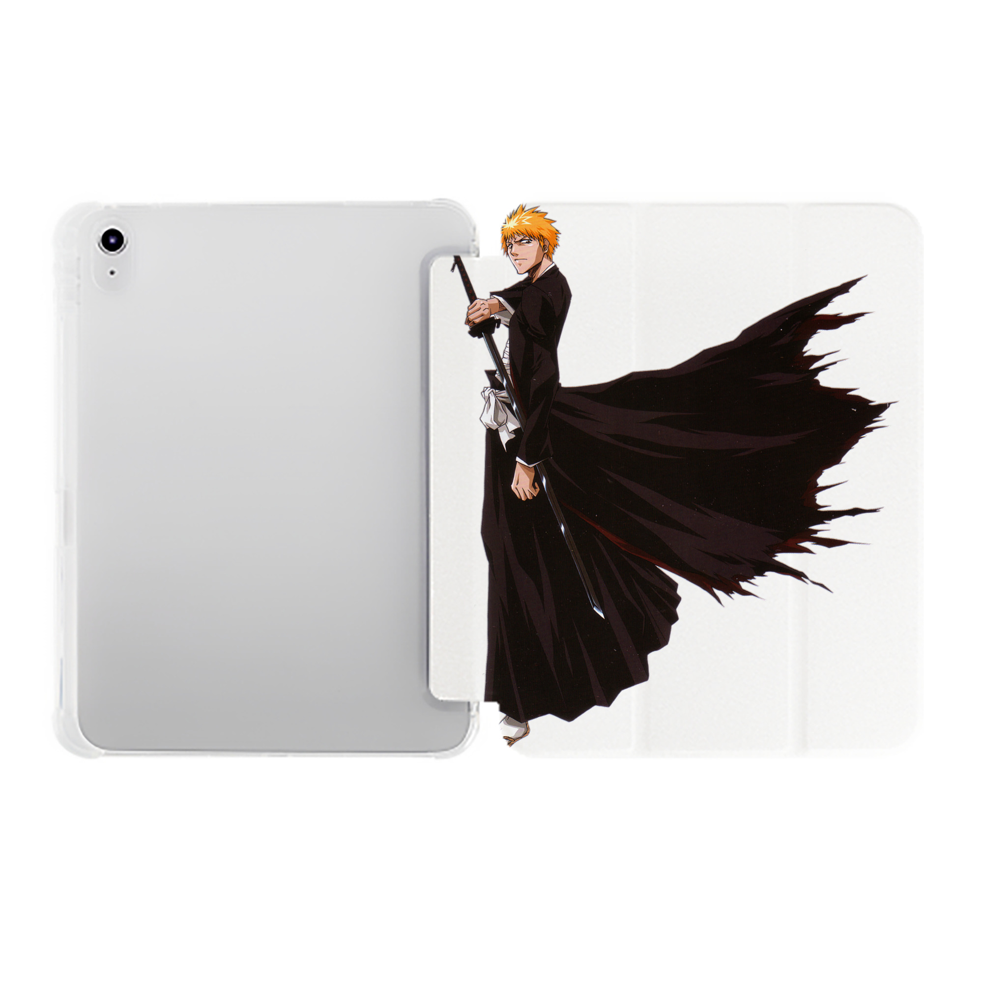 （画像用） ブリーチ 黒崎一護（くろさき いちご）BLEACH Kurosaki Ichigo IPad ケース ペン収納付き 三つ折りスタンド PUレザー×シリコン 対応機種9.5/10.5/10.9インチ